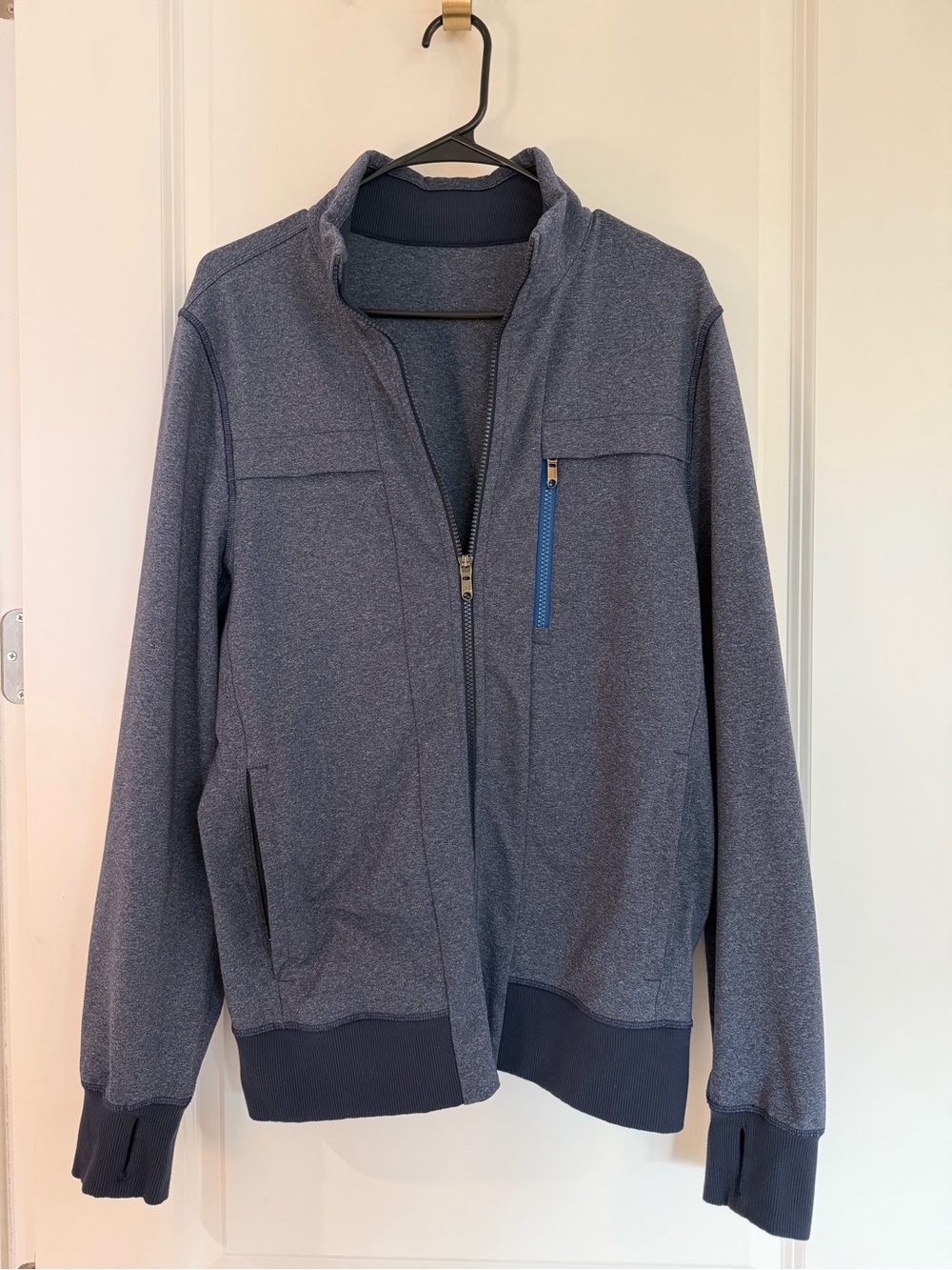 lululemon athletica Men's Heathered Navy Zip-Up Sweater Jacket